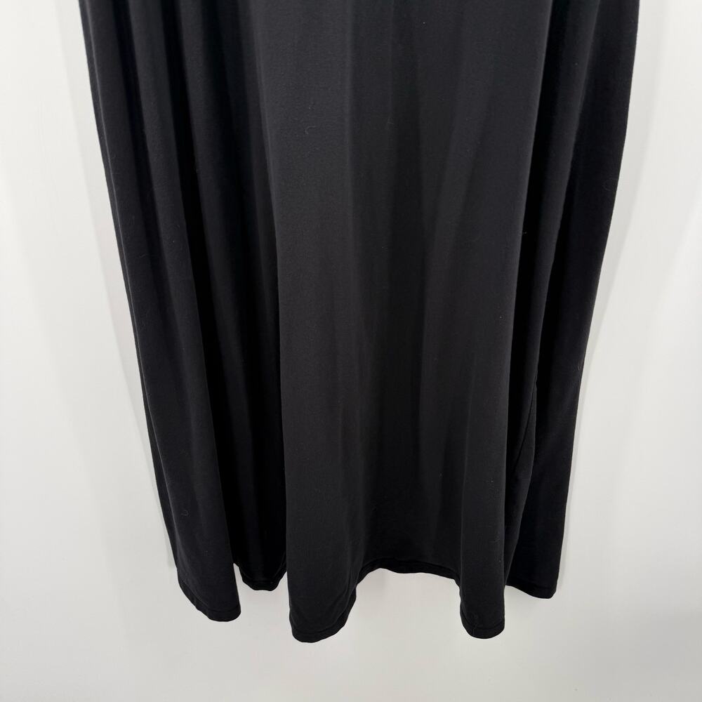 Eileen Fisher Dress Womens Small Black Midi Organic Cotton Stretch Jersey Vneck - Picture 8 of 11